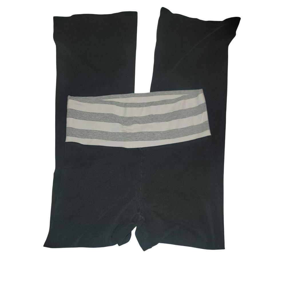 Victoria's Secret Pink Y2K Yoga Pants Grey White Striped Foldover Waist Flare S
